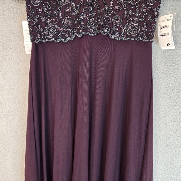 Pisarro Nights Maxi Gown Womens Sz 4 Red Wine Bead Bodice Lined Chiffon Overlay - Picture 3 of 16